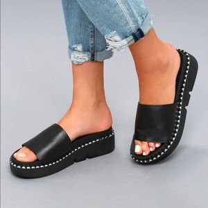Chinese Laundry Black Studded Flatforms size 7.5